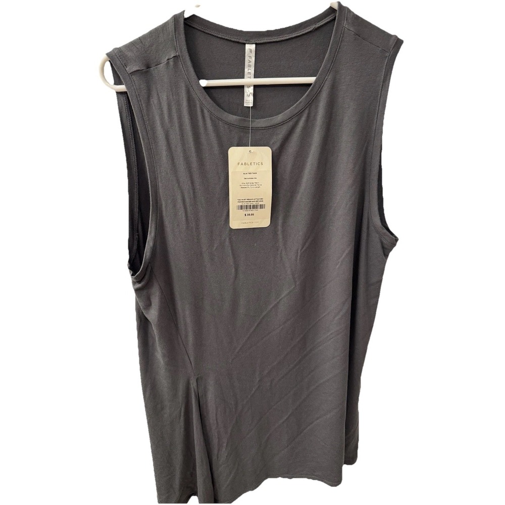 Fabletics medium Womens Tunic Alia Tied Tank Neck Sleeveless Gray‎ NEW